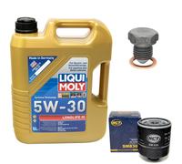 Olio Motore Set 5W-30 5 Litro + Filtro + Tappo Scarico per Audi 200 2.1 VW Lupo