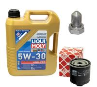 Olio Motore Set 5W-30 5 Litro + Filtro + Tappo Scarico per Audi Seat Škoda VW
