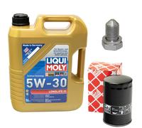 Olio Motore Set 5W-30 5 Litro + Filtro + Tappo Scarico per Audi Sedile Di Skoda