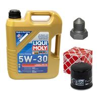 Olio Motore Set 5W-30 5 Litro + Filtro + Tappo Scarico per Audi Sedile Skoda