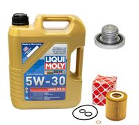 Olio Motore Set 5W-30 5 Litro + Filtro + Tappo Scarico per BMW 3er 316i 318 E46
