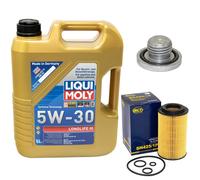 Olio Motore Set 5W-30 5 Litro + Filtro + Tappo Scarico per BMW 3er 318d 320 E46