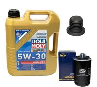Olio Motore Set 5W-30 5 Litro + Filtro + Tappo Scarico per Sedile Exeo Pezzi 1.8