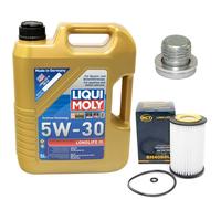 Olio Motore Set 5W-30 5 Litro + Filtro + Tappo Scarico per VW Passat Tiguan 2.0