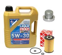 Olio Motore Set 5W-30 5 Litro + Filtro + Tappo Scarico per VW Tiguan 2.0 Tdi 5N