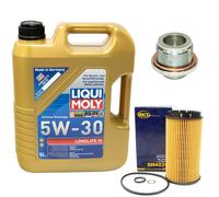 Olio Motore Set 5W-30 5Liter + Filtro + Tappo Scarico per Audi A6 Coupé 2.0
