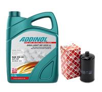 Olio Motore Set 5W-30 Addinol 5 Litro + Filtro 37559 per VW Transporter IV 2.5