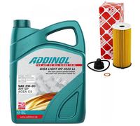 Olio Motore Set 5W-30 Addinol 5 Litro + Filtro 47224 per BMW X1 2er Mini Cooper