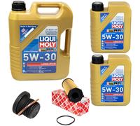 Olio Motore Set 5W-30 Liqui Moly 7 Litro + Filtro Olio+Vite per Audi A4 A5