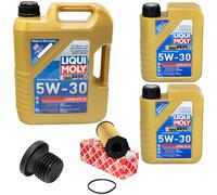 Olio Motore Set 5W-30 Liqui Moly 7 Litro +Filtro+Vite per Audi A4 A5