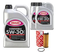 Olio Motore Set 5W-30 Plus Meguin 7 Litro + Filtro per Audi A5 A4 Avant 2.7 3.0