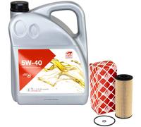 Olio Motore Set 5W-40 5 Litro + Filtro 22544 per Audi Seat Leon Skoda Octavia VW