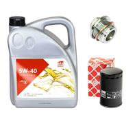 Olio Motore Set 5W-40 5 Litro + Filtro Olio+Vite per Audi A8 A6 80 VW Golf 2.0