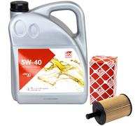 Olio Motore Set 5W-40 5 Litro + Filtro per Seat Skoda Fabia I VW Golf IV Bora