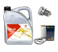 Olio motore Set 5W-40 5 Litro + Filtro + Tappo di scarico dell'olio per Audi