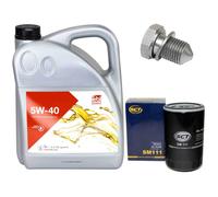 Olio motore Set 5W-40 5 Litro + Filtro + Tappo di scarico dell'olio per Audi