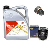 Olio Motore Set 5W-40 5 Litro + Filtro + Tappo Scarico Olio per VW Lupo 1.0 6X1