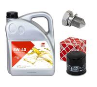 Olio Motore Set 5W-40 5 Litro + Filtro + Tappo Scarico per Audi A1 A3 1.0 1.4