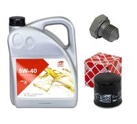 Olio Motore Set 5W-40 5 Litro + Filtro + Tappo Scarico per Audi A1 A3 1.0