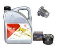 Olio Motore Set 5W-40 5 Litro + Filtro + Tappo Scarico per Dacia Duster Renault