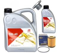 Olio Motore Set 5W-40 6 Litro + Filtro Olio Sh 4784 P + Vite per Opel Omega B .