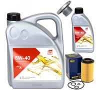 Olio Motore Set 5W-40 6 Litro + Filtro Sh 425/1 P + Vite per BMW 3er E46 Opel