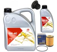 Olio Motore Set 5W-40 6 Litro + Filtro Sh 4784 P + Vite per Opel Omega B 3.0
