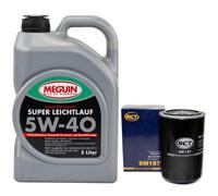 Olio Motore Set 5W-40 Meguin 5 Litro + Filtro Sm 187 per Peugeot 505 J5 Bus 2.5