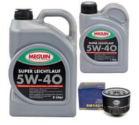 Olio Motore Set 5W-40 Vollsynth Meguin 6 Litro + Filtro per Opel Movano Renault