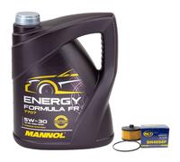 Olio Motore Set 5W30 5 Litro + Filtro Olio Sh 4098 P per Dacia Duster Sandero II