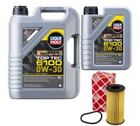 Olio Motore Set 6100 0W-30 Liqui Moly 6 Litro + Filtro per Mercedes Classe A Cla