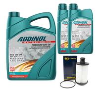 Olio Motore Set Addinol 0W-20 020 C6 7 Litro + Filtro per Jaguar F-Tipo F-Pace