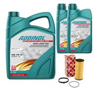 Olio Motore Set Addinol 0W-30 Giga Luce 7 Litro + Filtro per Audi A6 Porsche VW
