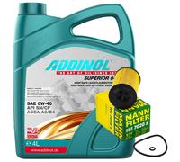 Olio Motore Set Addinol 0W-40 4 Litro + Filtro per Audi A3 Berlina 1.2TFSI 105PS