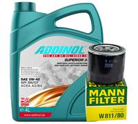 Olio Motore Set Addinol 0W-40 4 Litro + Filtro per Hyundai i30 i20 Kia