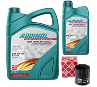Olio Motore Set Addinol 5W-30 Mv 0530 Ll 6 Litro + Filtro per Chrysler Dodge