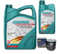 Olio Motore Set Addinol 5W-30 Mv 0530 Ll 6 Litro + Filtro per Mazda Tribute MPV