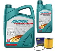 Olio Motore Set Addinol 5W-30 Mv 0530 Ll 6 Litro + Filtro per Nissan x-Trail