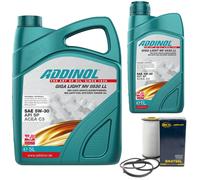 Olio Motore Set Addinol 5W-30 Mv 0530 Ll 6 Litro + Filtro per VW New Beetle 2.5