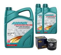 Olio Motore Set Addinol 5W-30 Mv 0530 Ll 7 Litro + Filtro per Nissan NP300 2.5