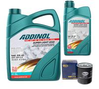 Olio Motore Set Addinol 5W-40 6 Litro + Filtro per Citroen Peugeot Renault 19 21