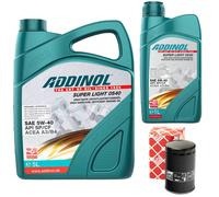 Olio Motore Set Addinol 5W-40 Super Light 6 Litro + Filtro per Audi A4 Avant RS4