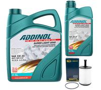 Olio Motore Set Addinol 5W-40 Super Light 6 Litro + Filtro per Audi Seduta Skoda