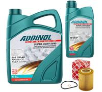 Olio Motore Set Addinol 5W-40 Super Light 6 Litro + Filtro per BMW 7er 728i E38