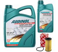 Olio Motore Set Addinol 5W-40 Super Light 6 Litro + Filtro per Dacia Dokker 1.5