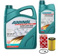 Olio Motore Set Addinol 5W-40 Super Light 6 Litro + Filtro per Hyundai Genesis