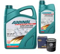 Olio Motore Set Addinol 5W-40 Super Light 6 Litro + Filtro per Renault 19 II 1.8