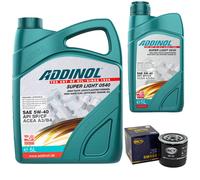 Olio Motore Set Addinol 5W-40 Super Light 6 Litro + Filtro per Renault 25 2.2