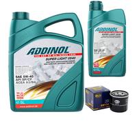 Olio Motore Set Addinol 5W-40 Super Light 6 Litro + Filtro per Renault Koleos i,