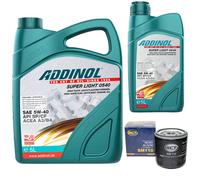 Olio Motore Set Addinol 5W-40 Super Light 6 Litro + Filtro per Saab 900 II 2.0